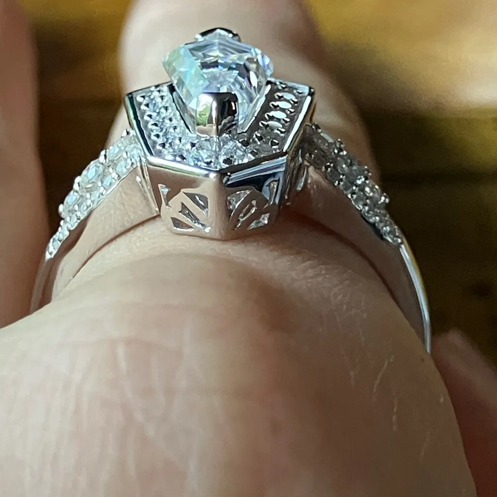 Genuine Moissanite Sterling Silver Ring Size 10 - Image 2