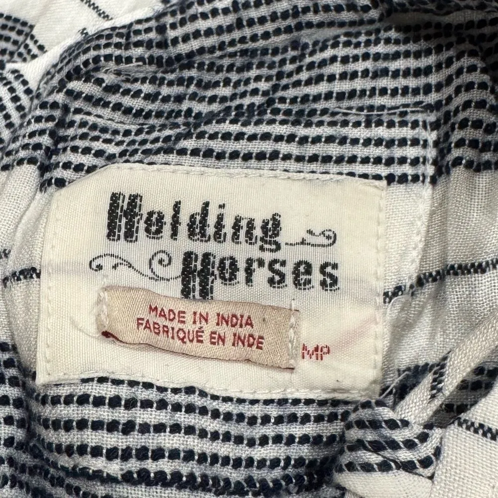 Anthropologie Holding Horses Striped 3/4 Sleeve Romper Women’s Medium Petite - Image 4