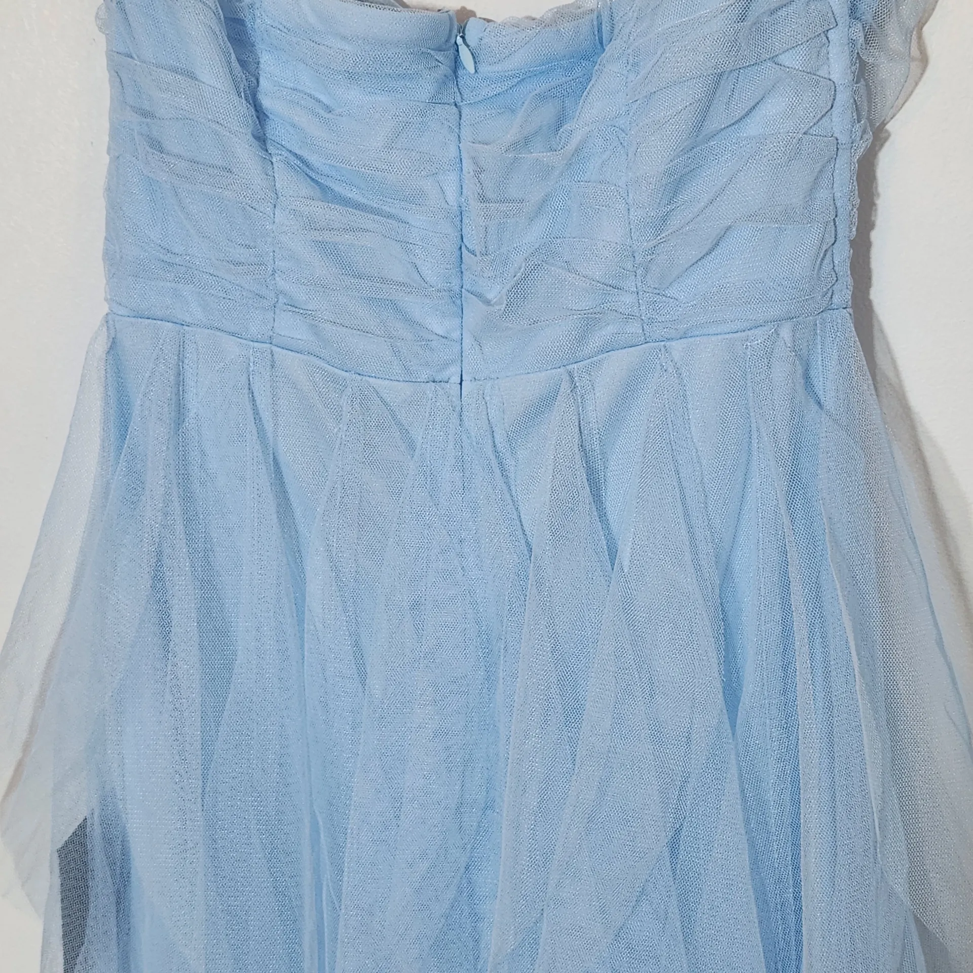 Lulus Blue Tulle Strapless Maxi Dress NWT Size Small Blue Prom Homecoming Dress - Image 7