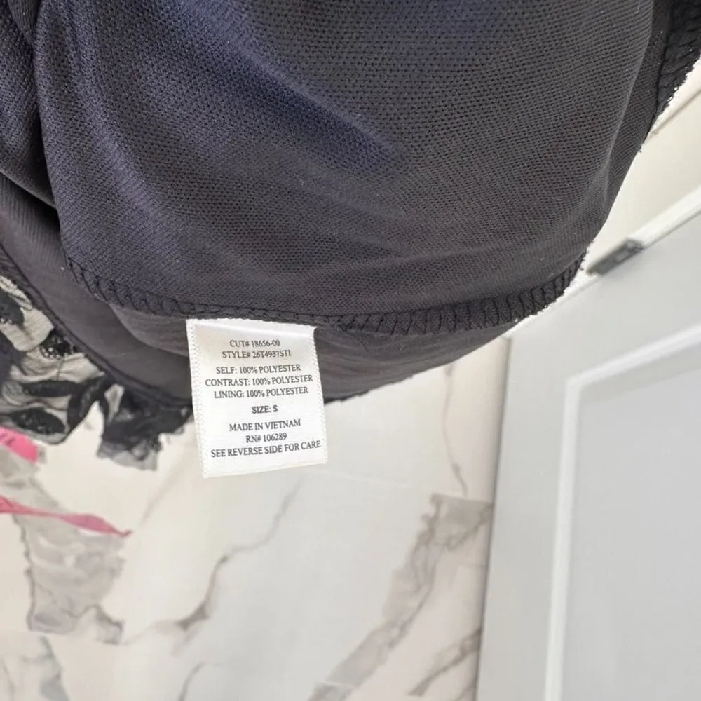 Rowa Emma Black Sequins Ruffle Top Mini Dress SZ S - Image 12