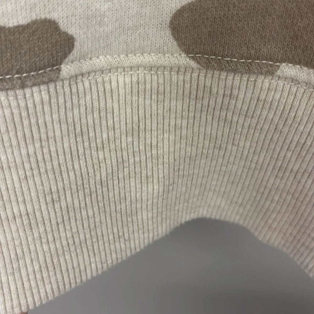 Aerie Tan Camo Crew Neck Mixed Textured Sweatshirt w/ Large Slide Slits- XS - Image 10