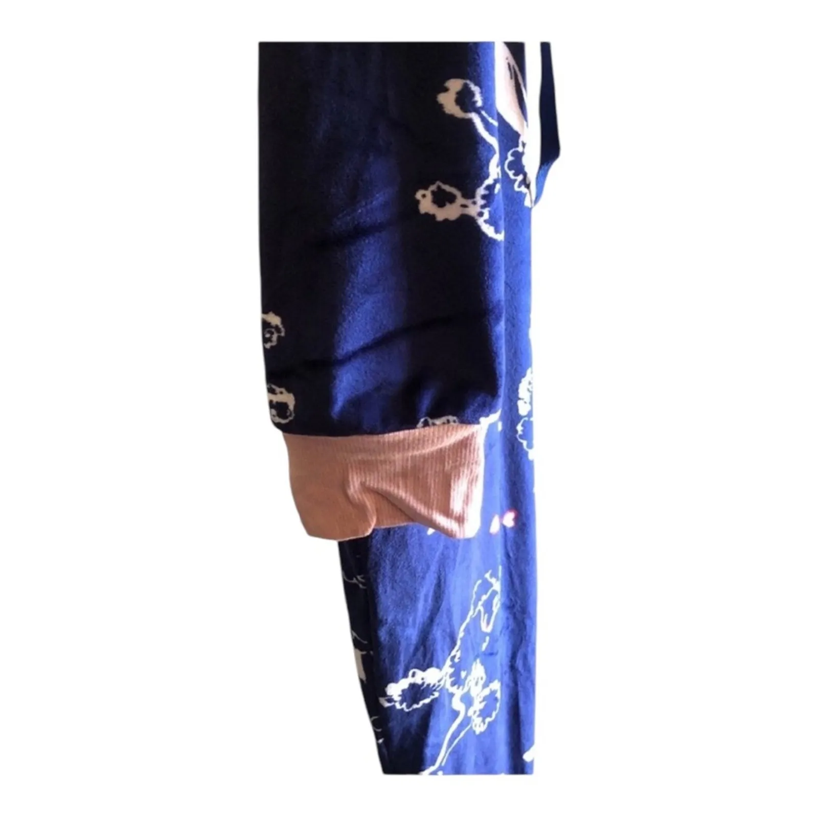 Hale Bob Pajamas NWT White Poodles Navy Pink Trim Wrist Ankles Hoodie Onesie Med - Image 4