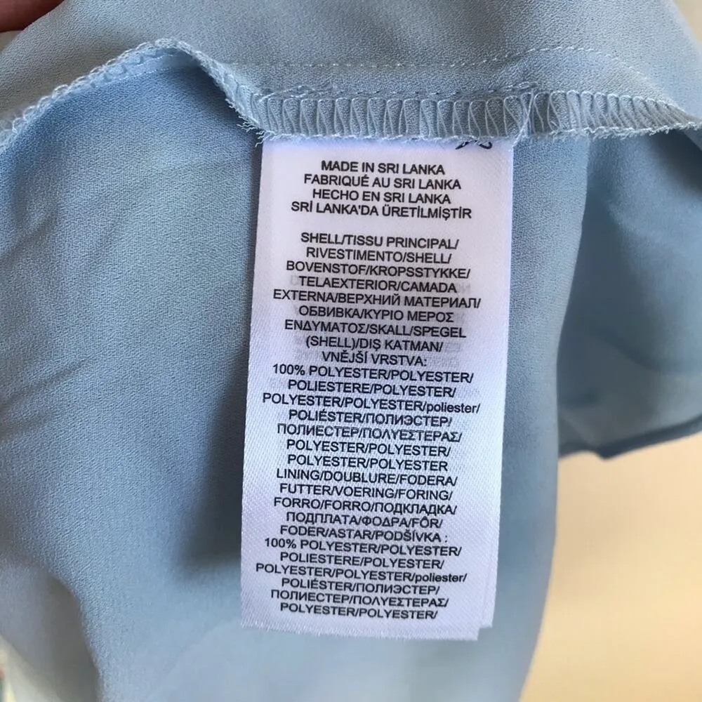 Ralph Lauren Dress Summer Sleeveless Floral Light Blue Button Top Size 12 - Image 6