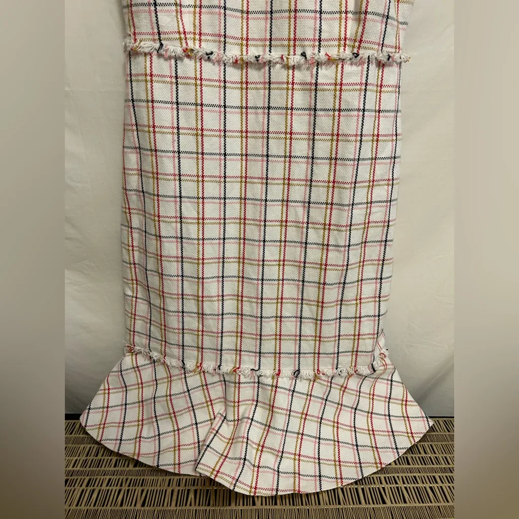 J.‎ Crew Novelty Suiting Fluted Hem A-Line Dress Windowpane Cotton Tweed Sheath - Image 3