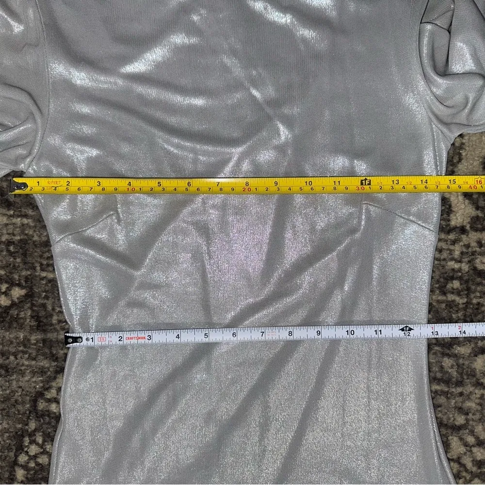 Ralph Lauren Black Label Women’s 4 6 Metallic Shimmery Silver Fitted Dress - Image 8