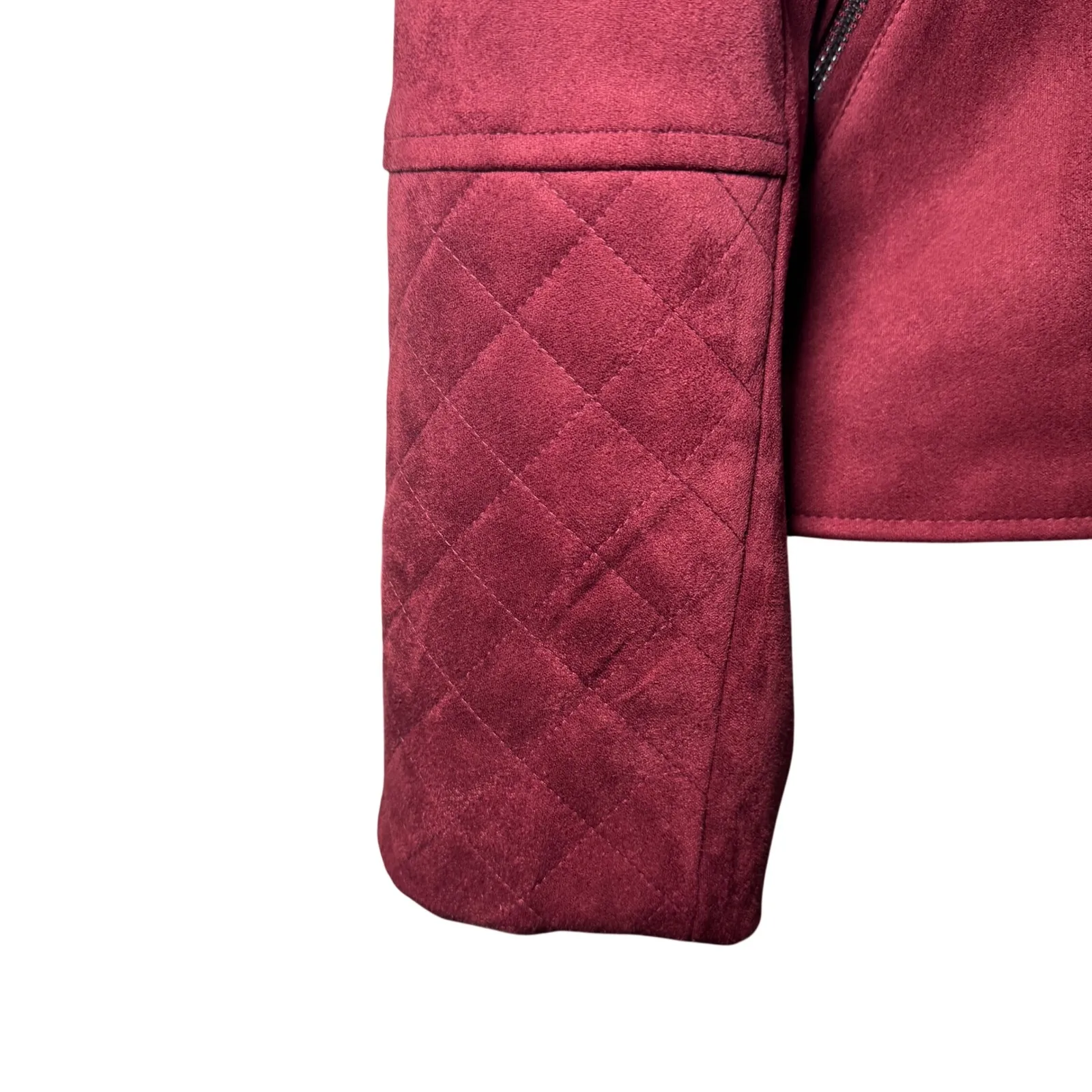 KUT from the Kloth Womens Burgundy Faux Suede Moto Jacket Size M - Image 4