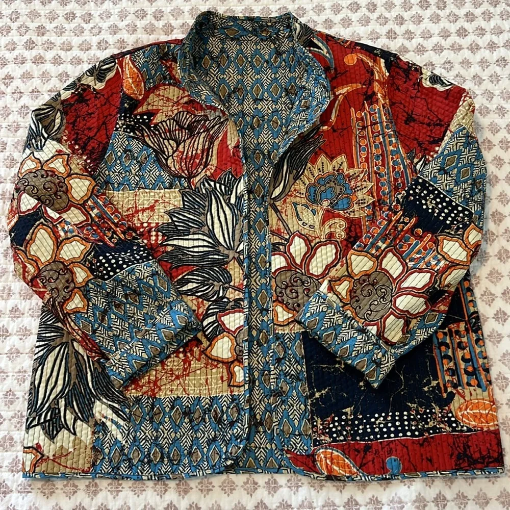 Unique Patterned Quilted Reversible Jacket Blue Size undefined - Image 6