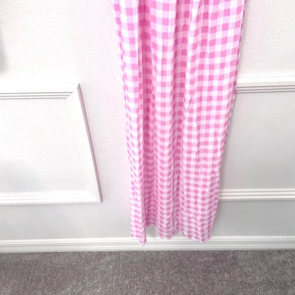 Playa Lucila Women Maxi Slip Dress Pink Check Size S - Image 3