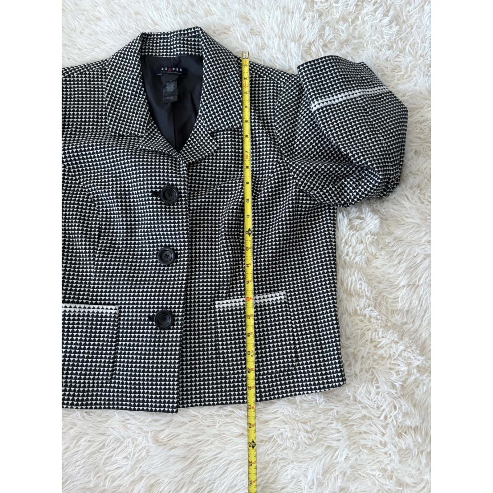 Axcess Houndstooth Blazer Jacket Womens Size 14 Black‎ White Career Business Black - Image 4