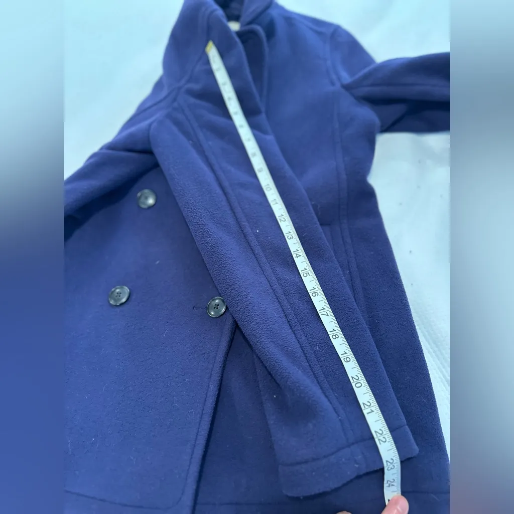 LL Bean Womens Sz:S Navy Blue Fleece Polartec Peacoat Double Breasted Jacket. - Image 6