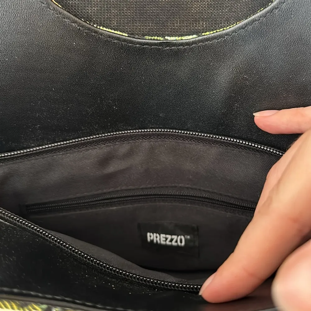 VTG PREZZO BEADED FRINGE FLORAL TAPESTRY SHOULDER BAG PURSE Black - Image 5