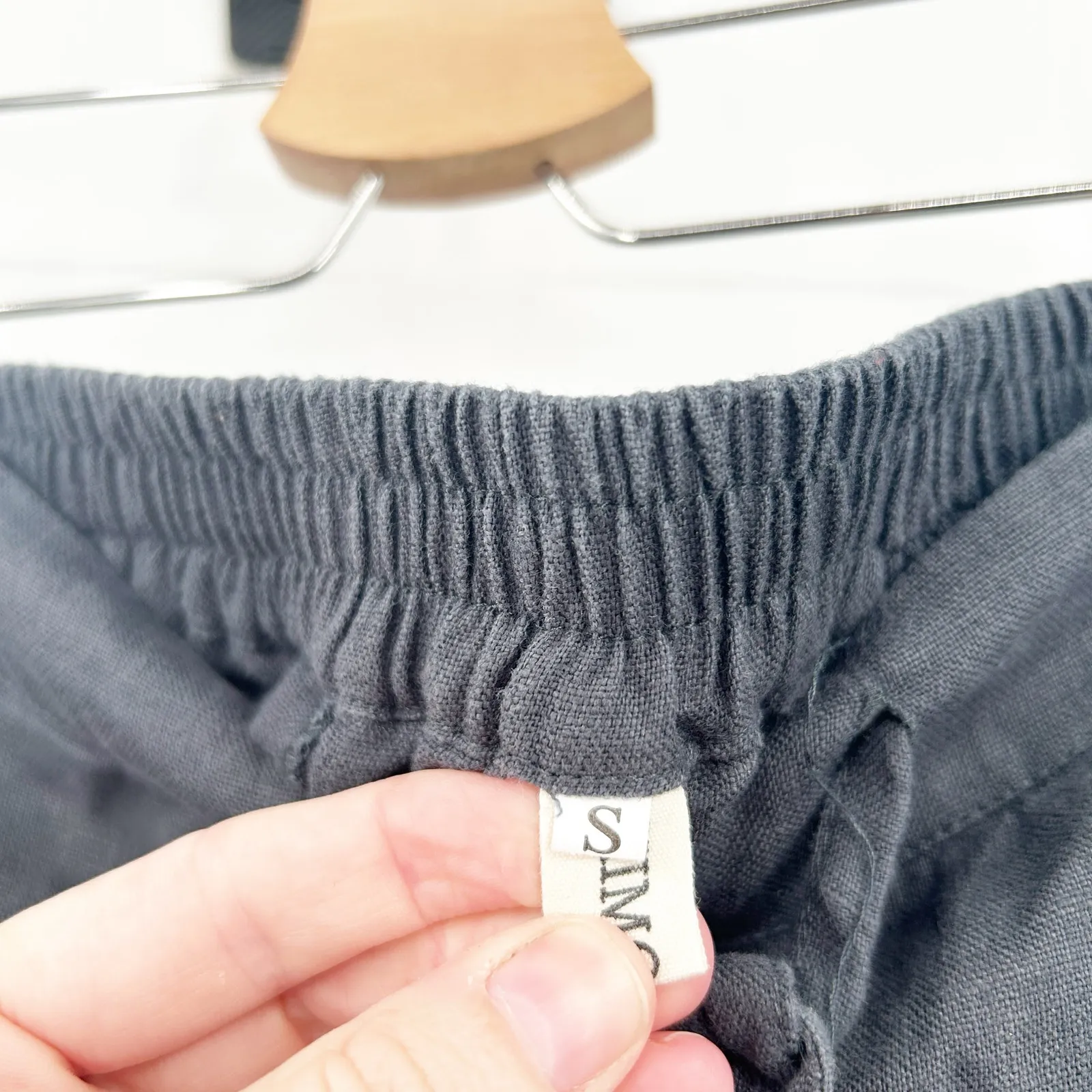 Womens Beachy Summer Lounge Pocket Pull On 100% Linen Pants‎ Size S Gray - Image 5