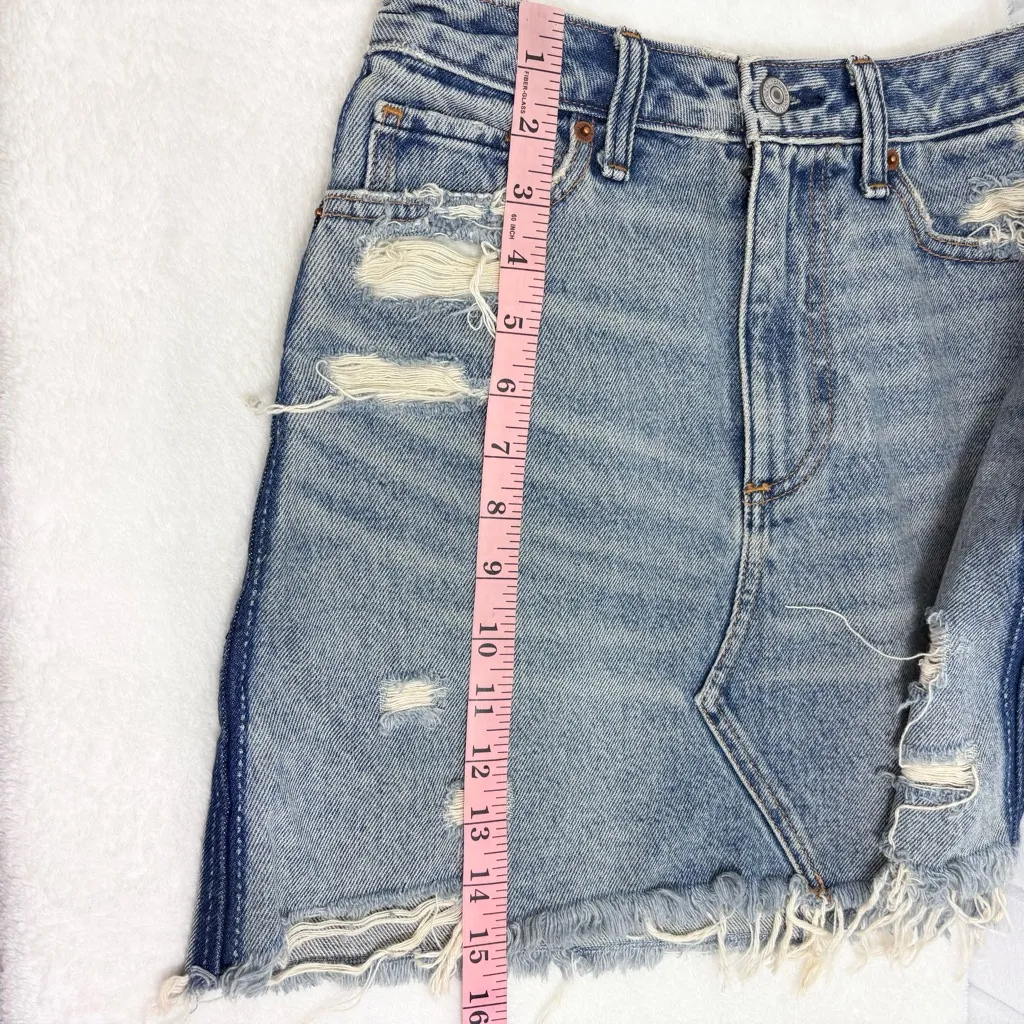 Abercrombie & Fitch Denim Skirt  Zoe Vintage A-Line Distressed Ripped‎ Size 26 - Image 4