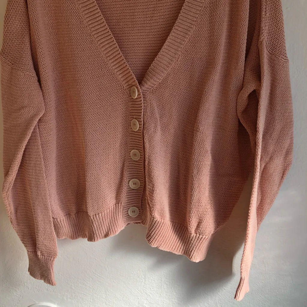 Emerson Fry Carolyn Cardigan Sweater Women's Large Button Up Organic Cotton Clay Pink - Image 13