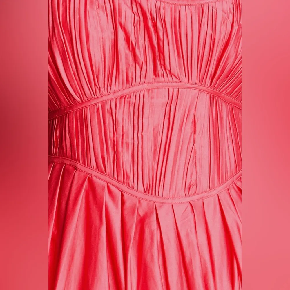 NEW NWT Aje. Sculptra Nya Gathered Midi Dress In Rouge Pink Size 6 - Image 5