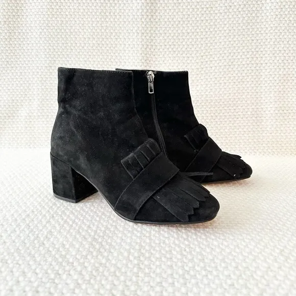 Steven Steve Madden Shooter Black Suede Kilty Fringe Ankle Dress Boot 6.5 - Image 17