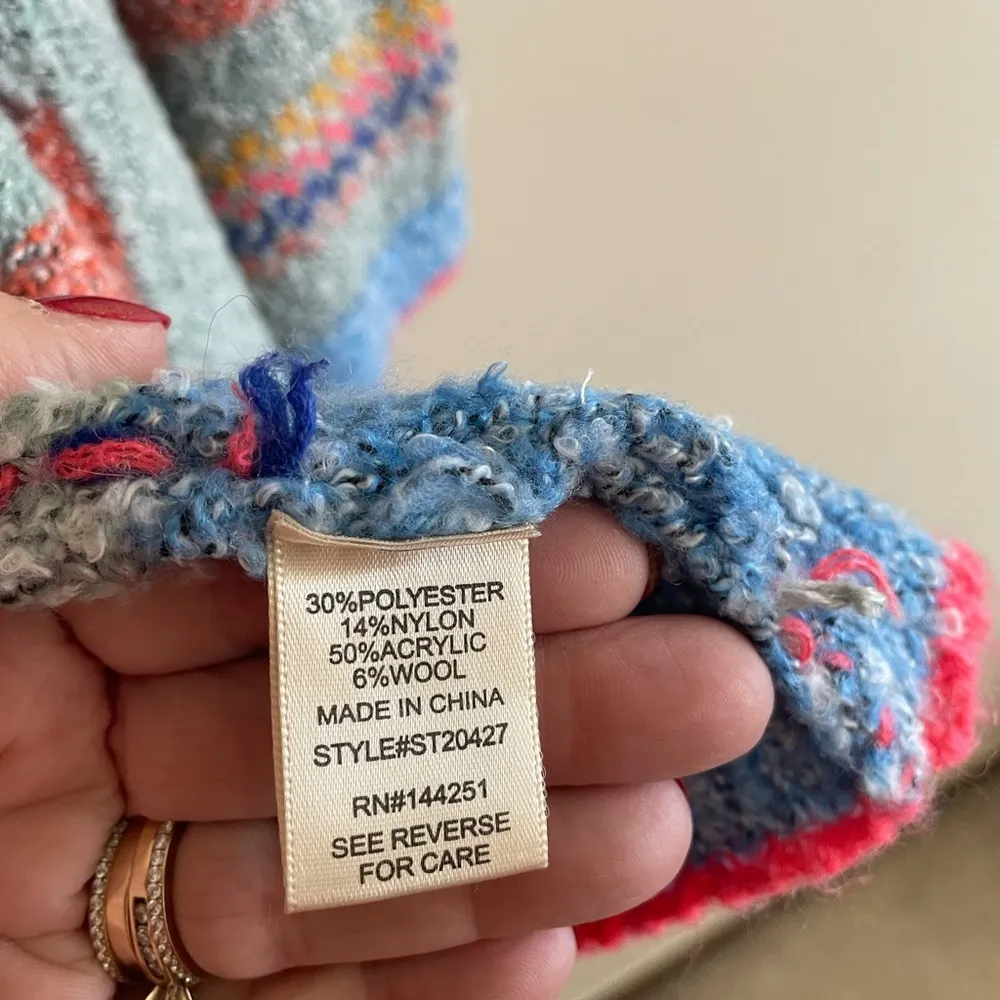 Sincerely Jules Wool Blend Women’s Size Small Open Front Multicolor Cardigan‎ Pink - Image 6