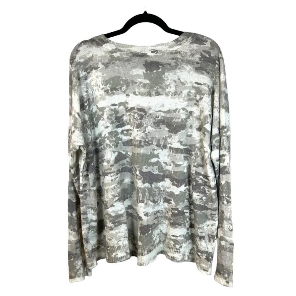 Rock & Republic Neutral Abstract Camo Sweater Lightweight Women's Size XL - Image 5