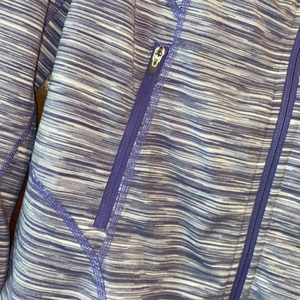 Zella athletic jacket purple white medium stretch‎ zippered pockets - Image 3
