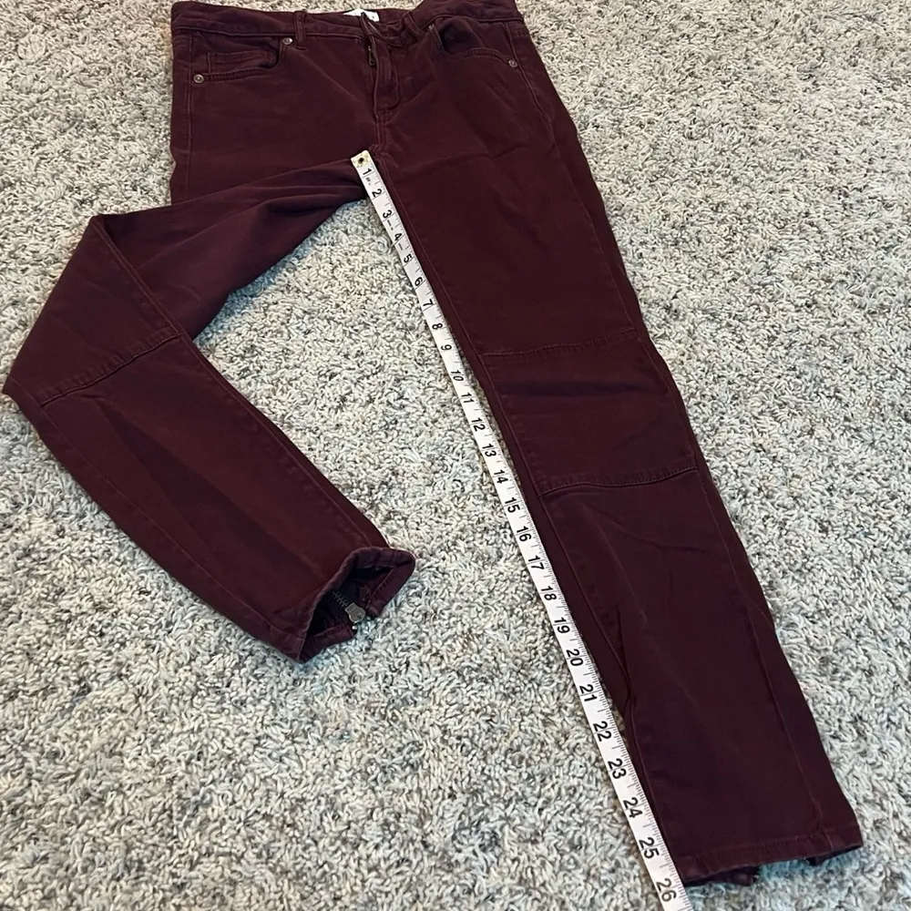 LOFT Legging Skinny Low Rise Burgundy Dark Red Low Rise Ankle Zip Pants 00 24 - Image 4