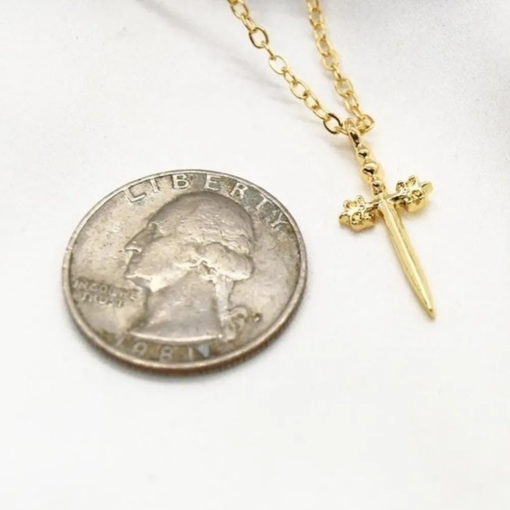 Small Gold Sword Necklace - Image 3