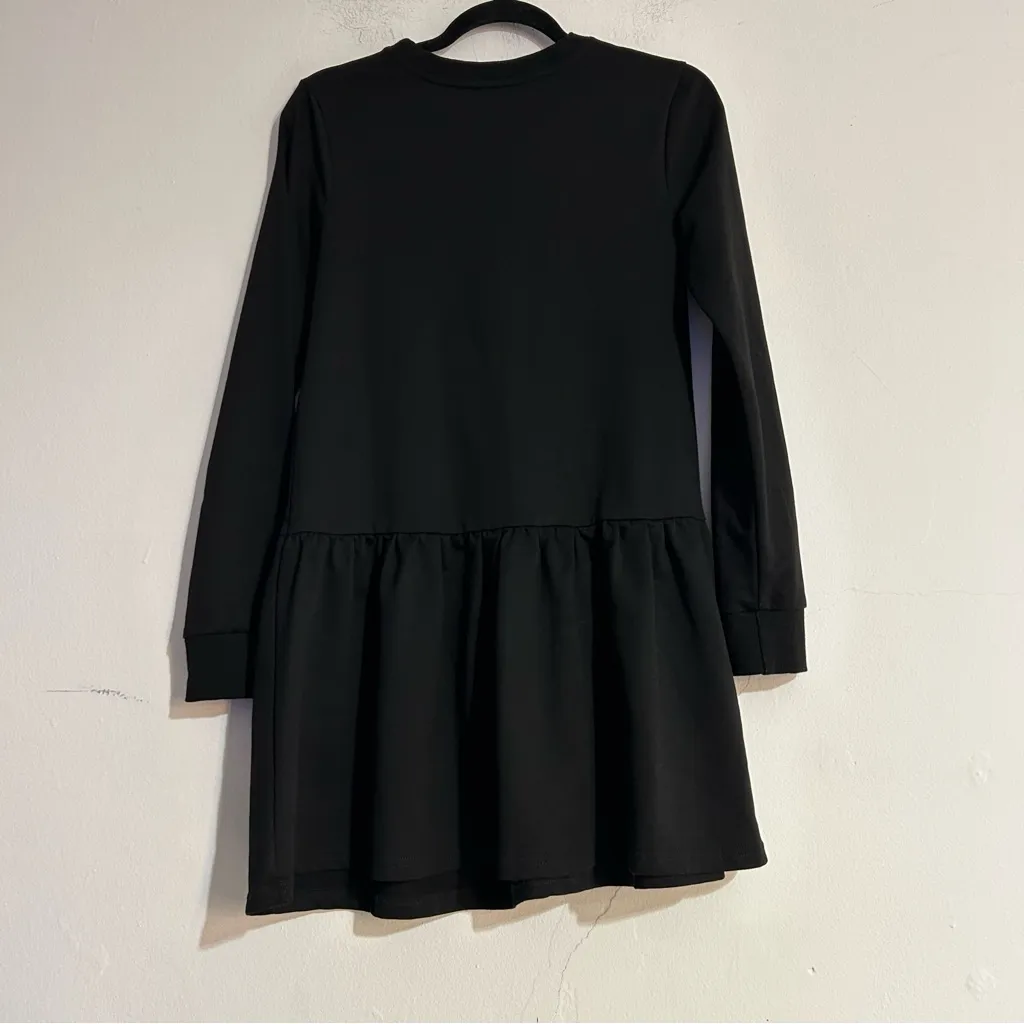 English Factory Knit Unbalanced Seam Long Sleeve Mini Dress in Black Size Small - Image 8