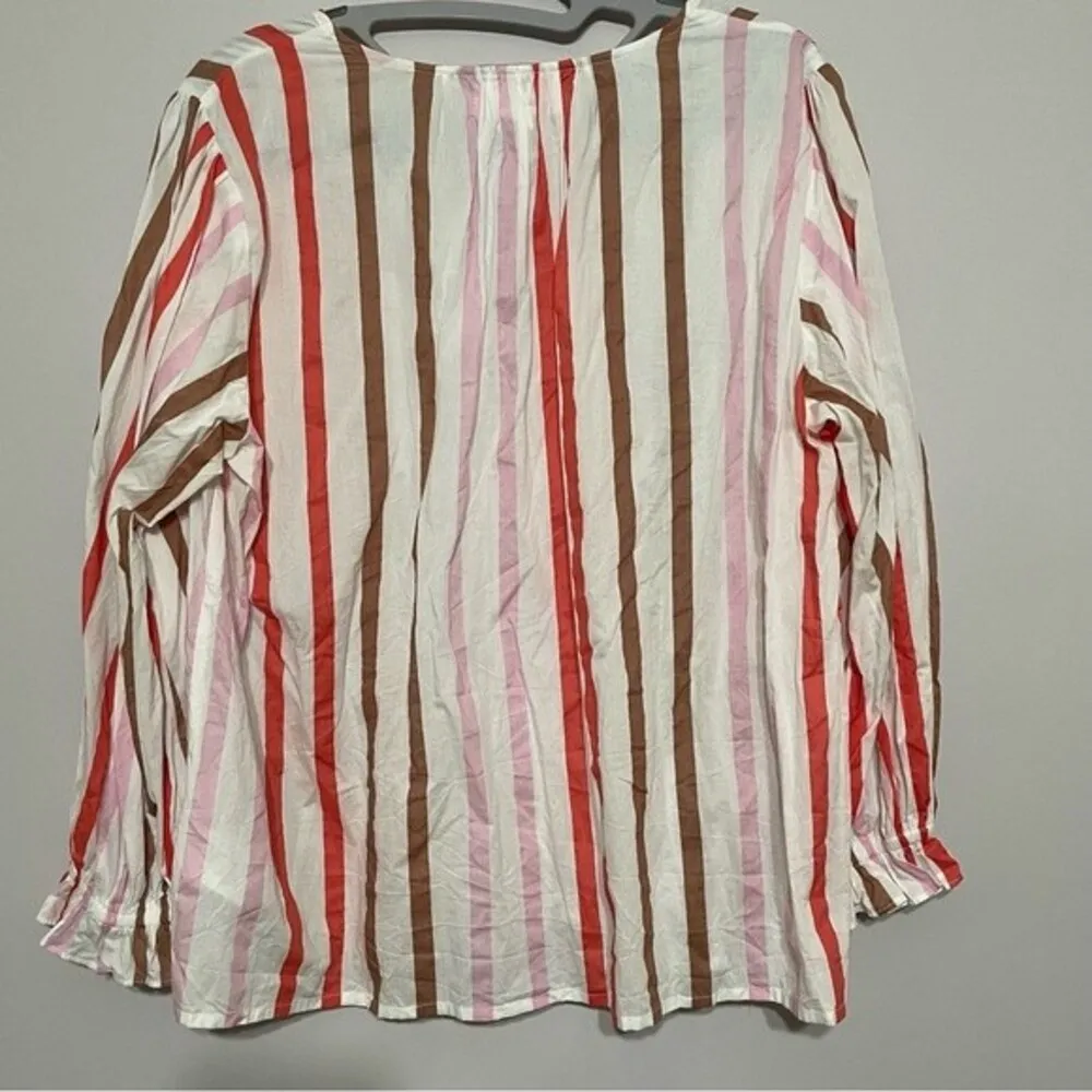 Velvet by Graham & Spencer L Top Button V Neck Long Sleeve Peasant Boho Size L - Image 6