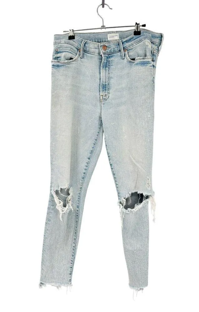 Mother Stunner Zip Ankle Fray Distressed Blue Jeans Rolling in the Bushes Sz 29 - Image 2
