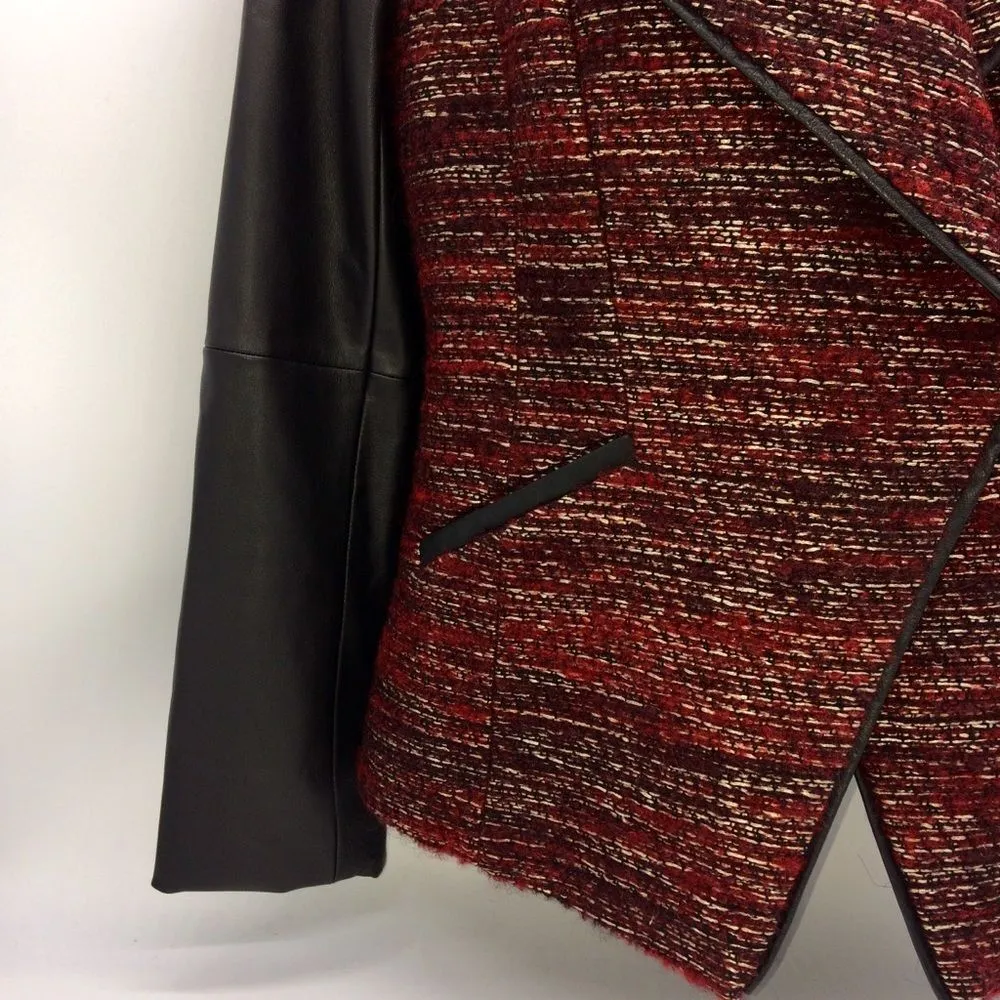 Classiques Entier Wool/Alpaca Blend Dark Red Tweed w/Leather Sleeves/Trim - Image 8