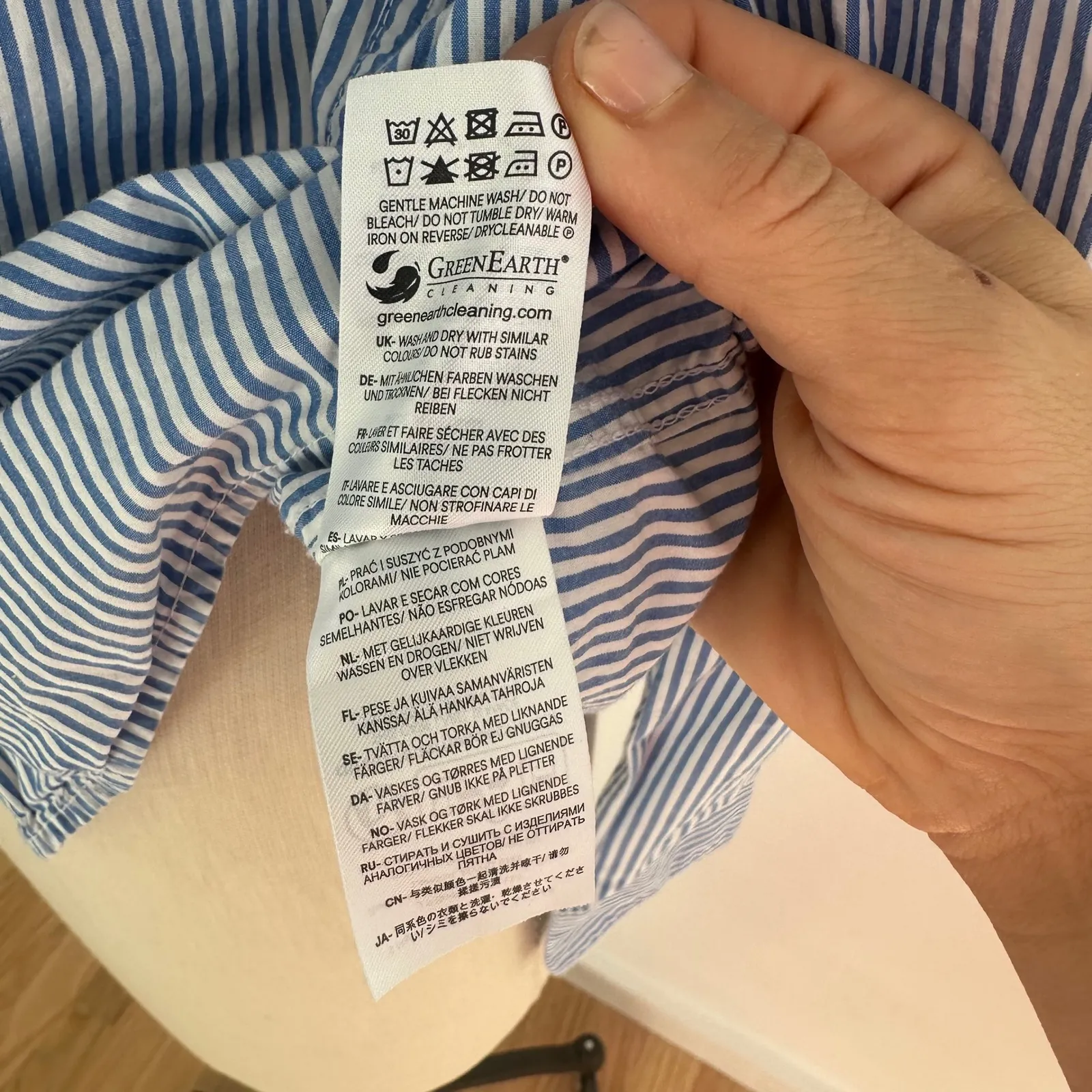 BODEN Blue Sienna White Stripe Button Up Shirt Women US 4 Classic Fit Cotton - Image 4