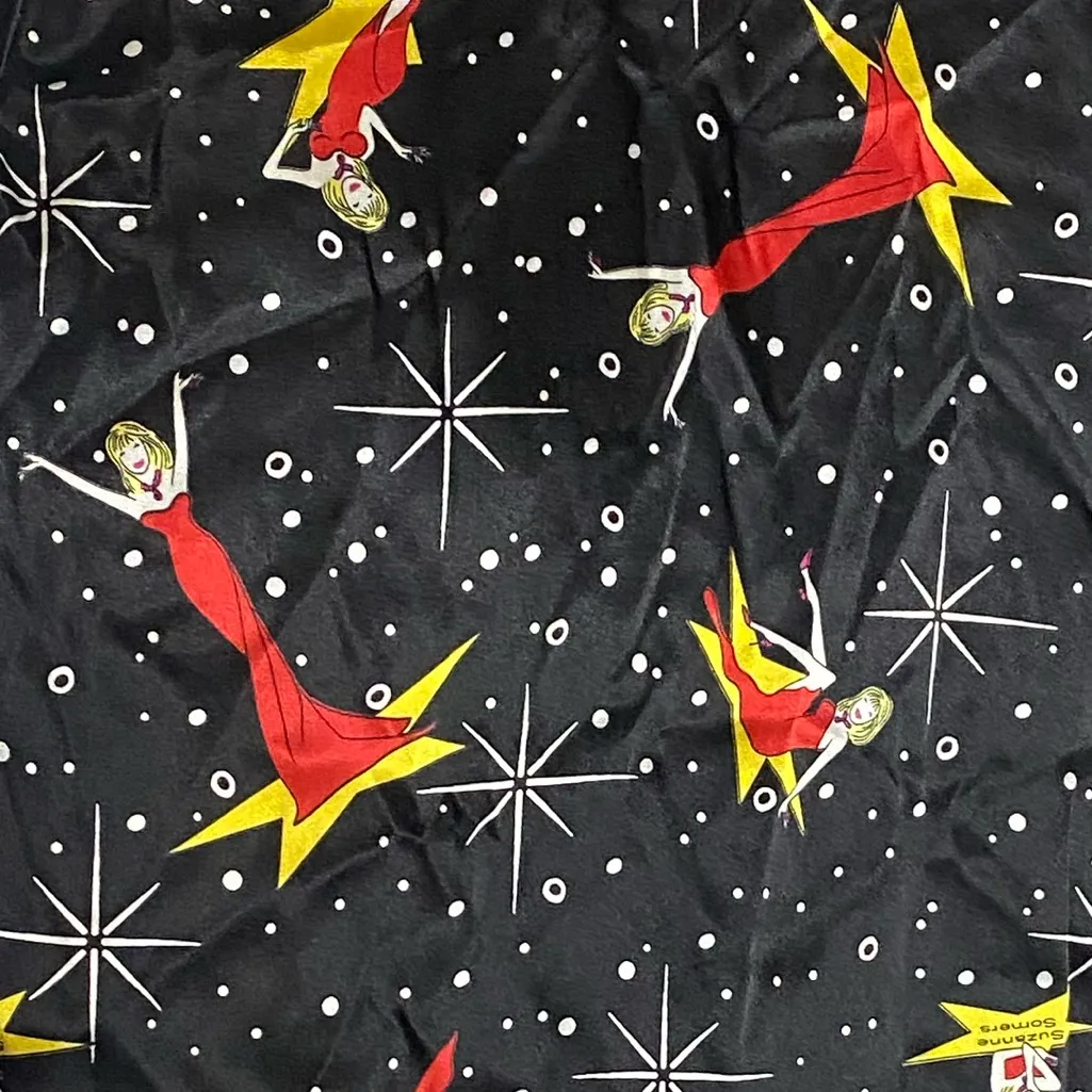 Vintage Suzanne Somers
Loungewear Black Satin Star Dancer
Pajama Set Size Small - Image 8