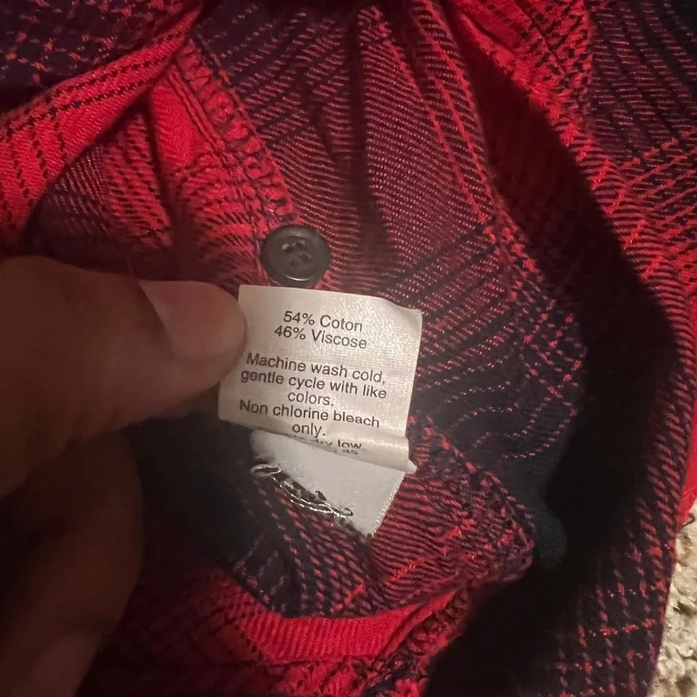 Madewell Classic Buffalo Plaid Flannel Button-Down Shirt Red Black‎ Size S - Image 6