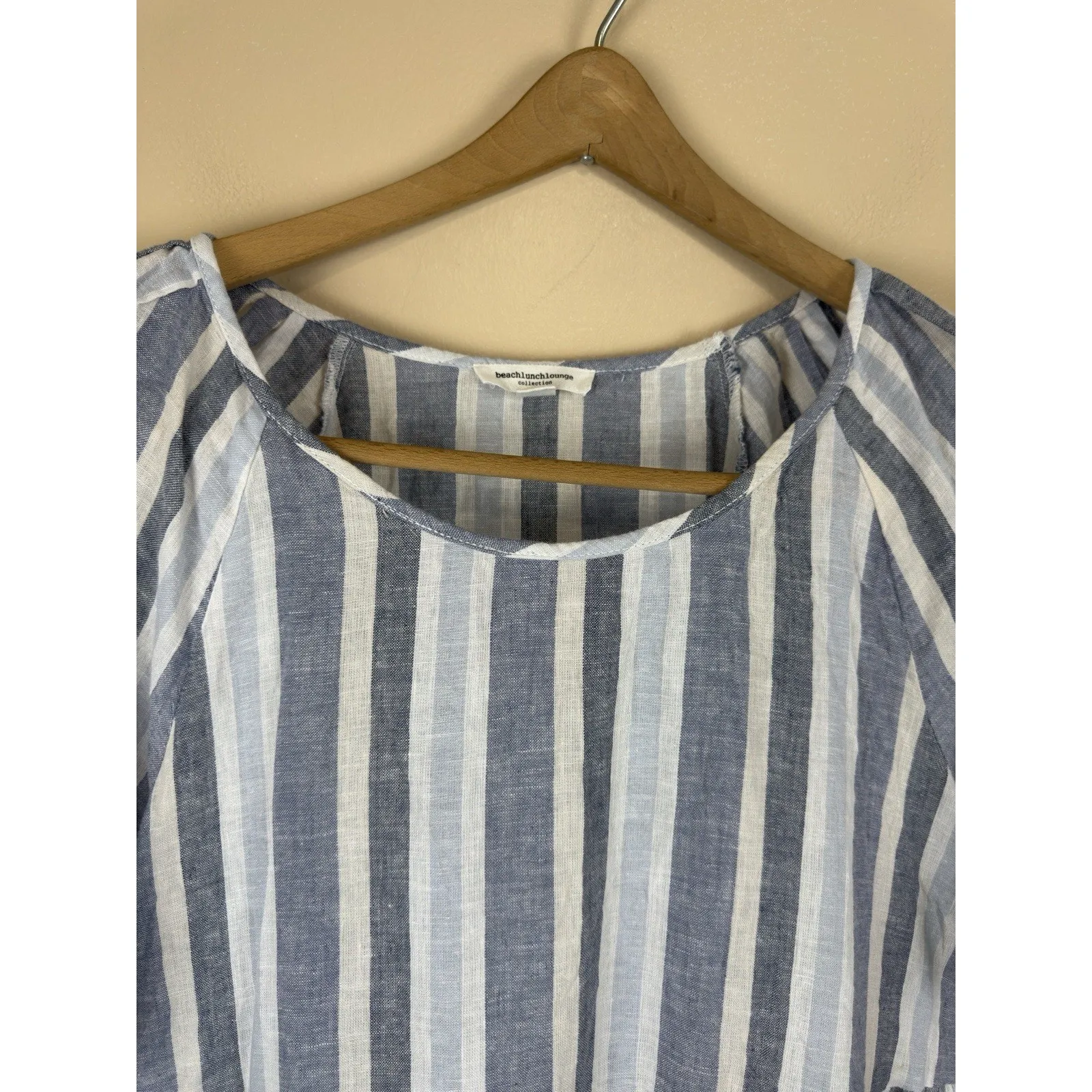 BEACHLUNCHLOUNGE Women’s Luca Blue A-Line Dress with Puff Sleeves Size M - Image 5