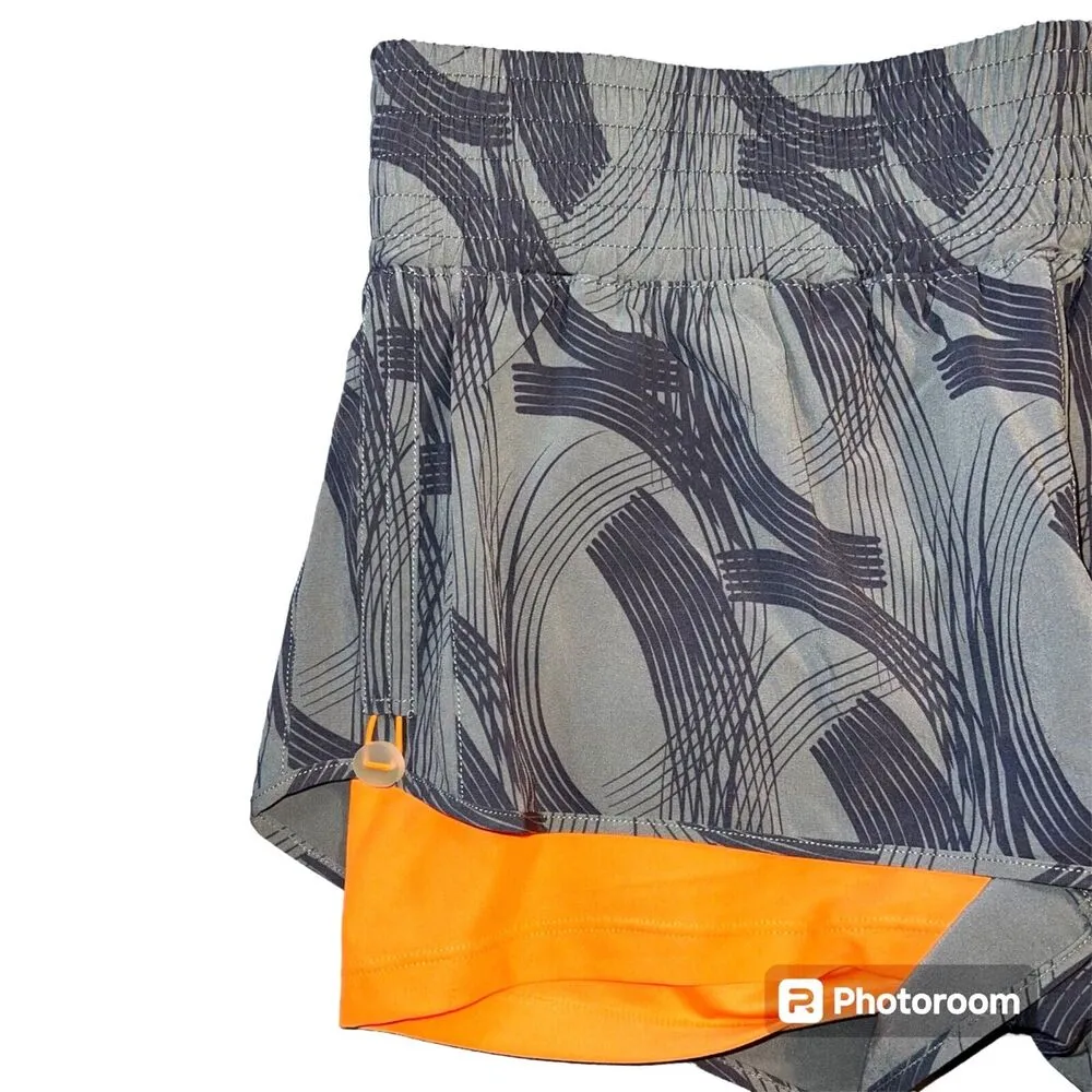 MPG Womens Athletic Shorts Lined Sporty Running Workout Tennis Gray Orange Large - Image 2
