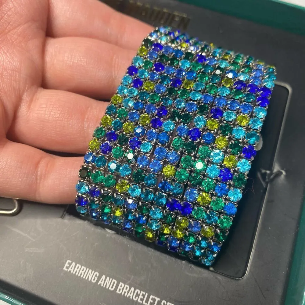 Steve Madden Silvertone Pavé Star Hoop Earrings Bracelet Jewelry Gift Set New - Image 8