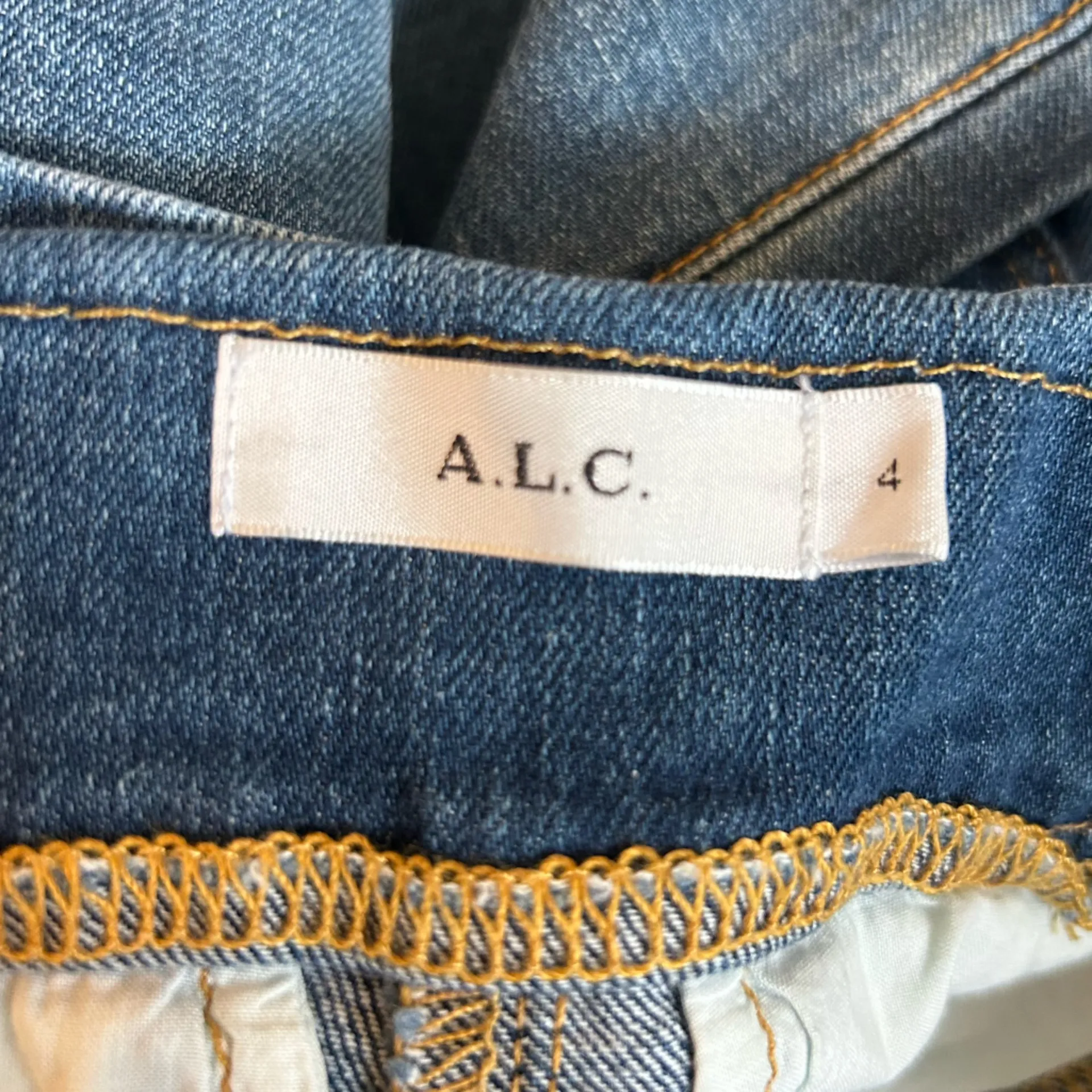 A.L.C. High Rise Paper Bag Waist Straight Leg Denim Blue Jeans Size 4 - Image 5