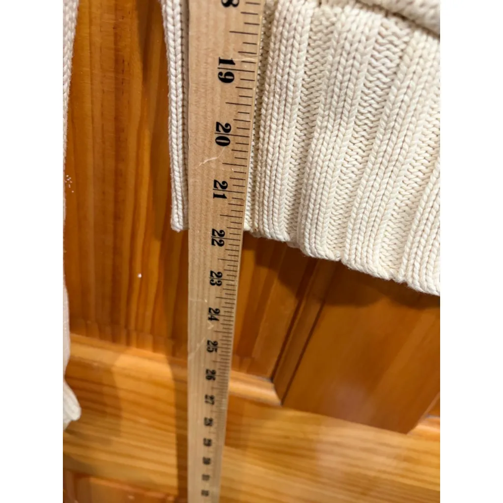 Lily McNeal Cream Chunky Knit Button Sweater Jacket L 100% Cotton Cozy Preppy Size L - Image 7