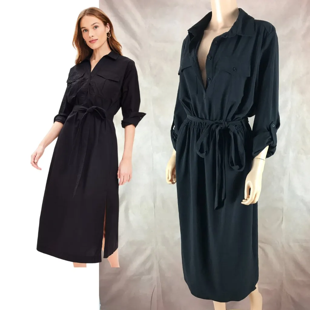 HUTCH Black Belted Midi Shirt Dress Size XL - Image 2