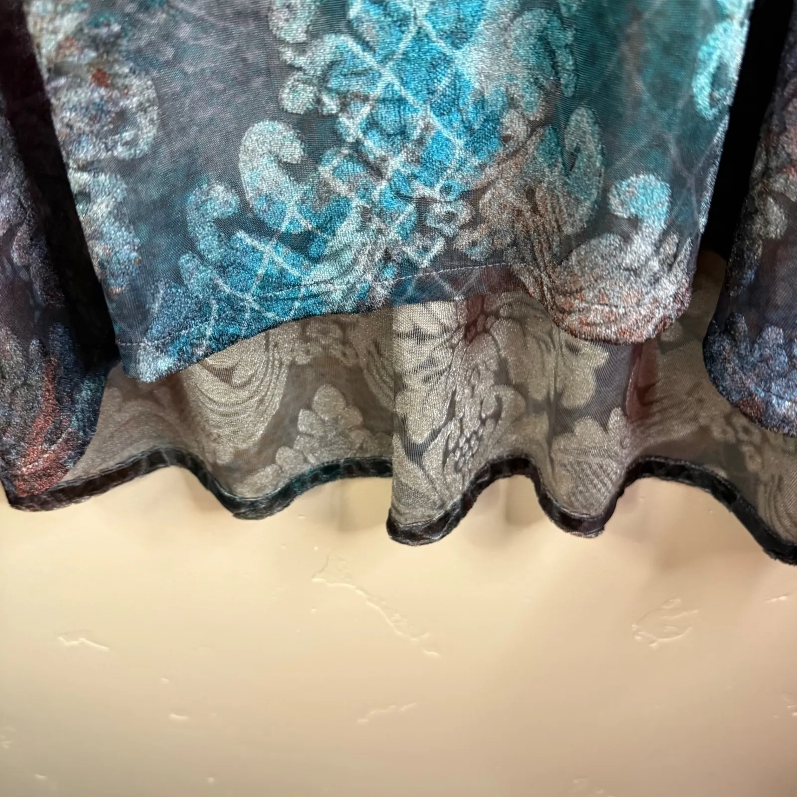 Bryn Walker 3X Fran Velvet Burnout Boho Blouse Moondance Lagenlook Art-To-Wear - Image 6