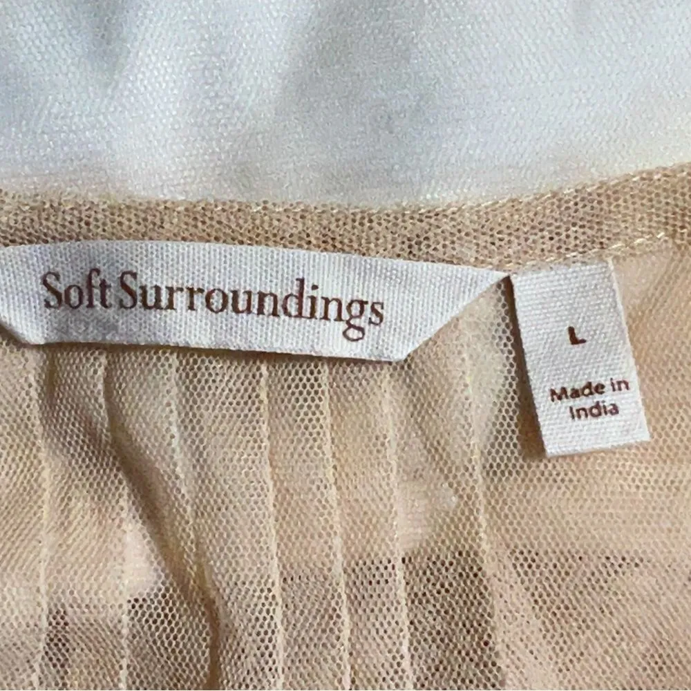 Soft Surroundings Sheer Mesh Embroidered Tunic Top Size L Boho Beachy Loose - Image 10