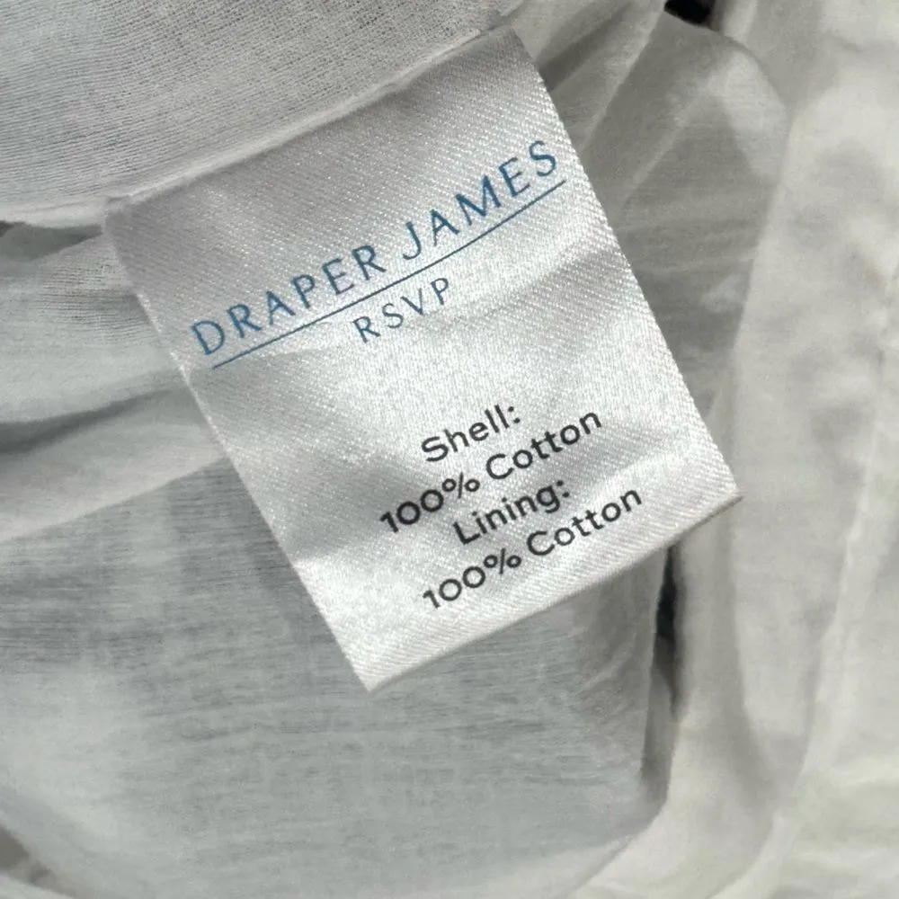 Draper James RSVP White Tank Top With Blue Floral Eyelets Women’s Large - Image 3