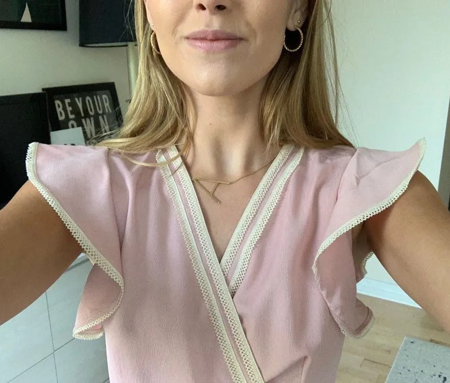 Collective Concepts Light Pink Ruffle Wrap Dress - Image 4