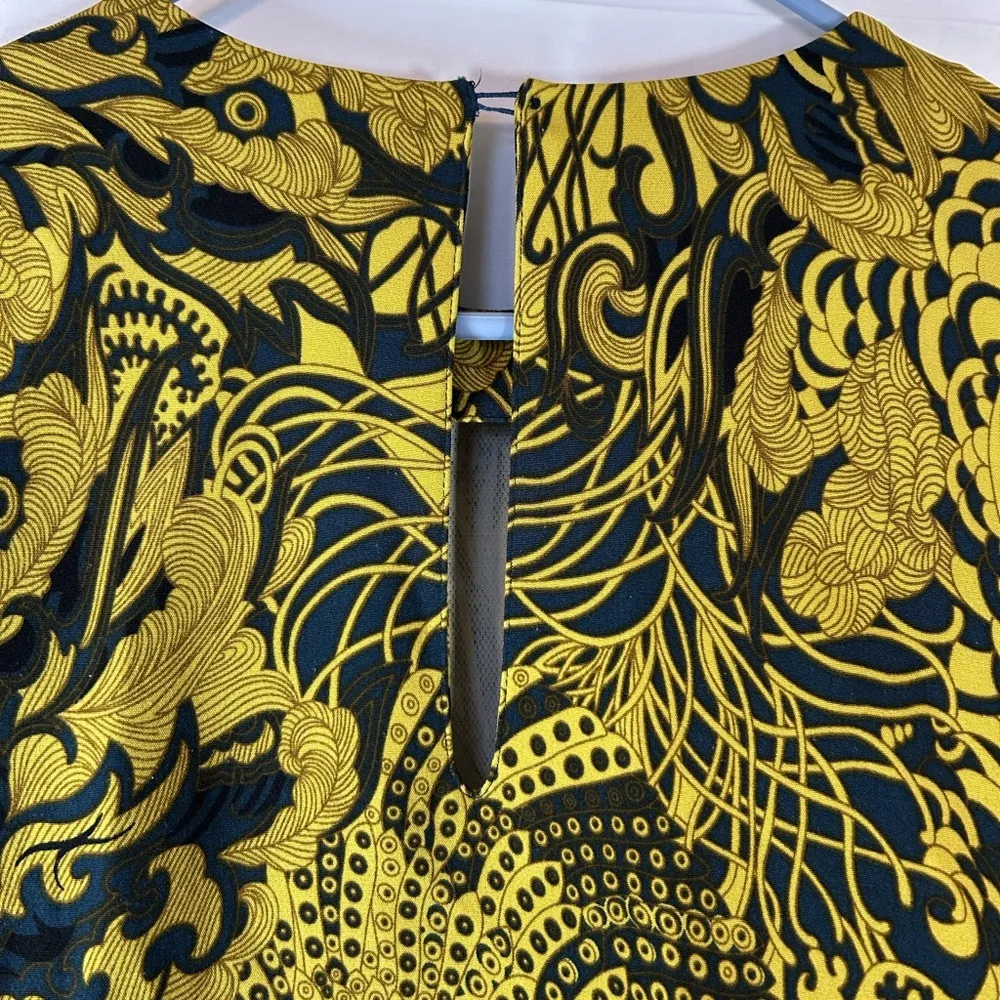 H & M Tunic/Mini Dress 3/4 Sleeve Round Neck Curved/Slit Sides Multicolor Size 4 - Image 5