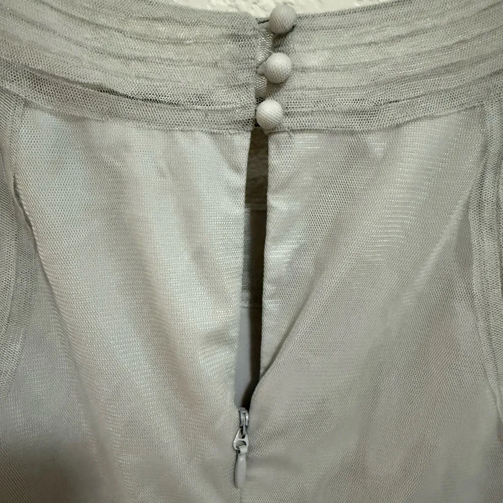 BCBGMaxAzria Annie Pearl Gray Lace Tulle Ruffle Mini Dress Size 0 - Image 12