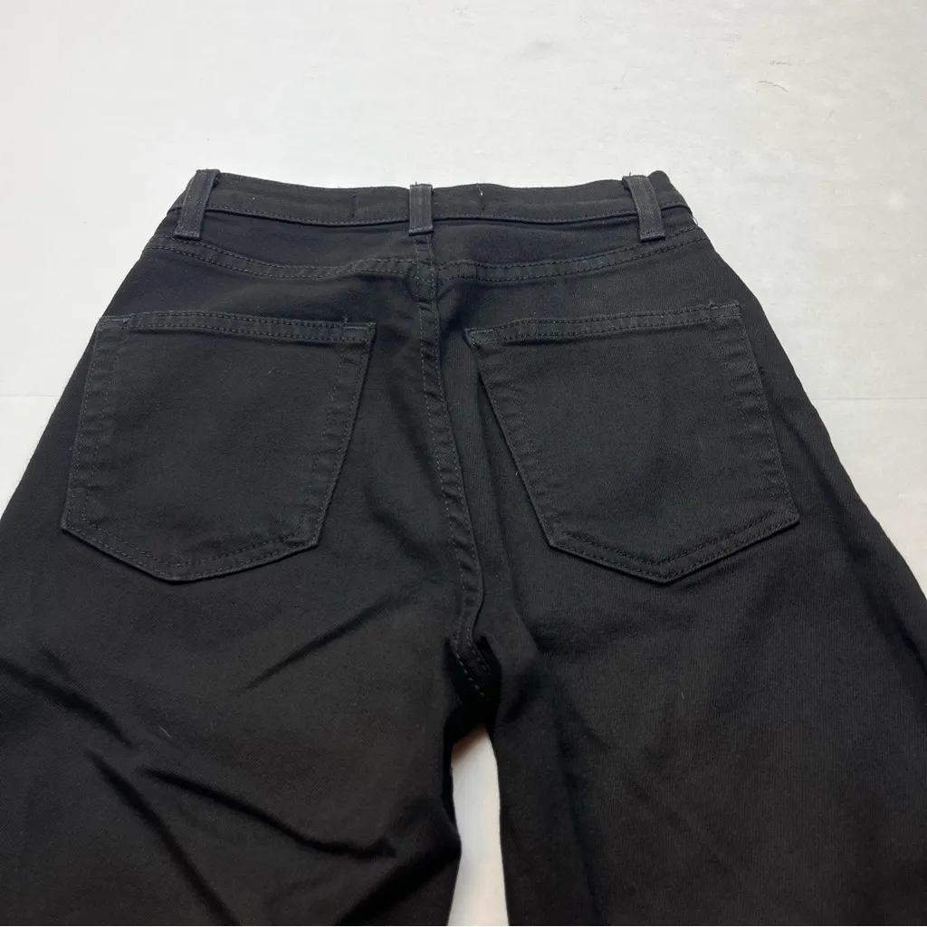 Reformation Womens Size 23‎ Black Stretch Flood Jean Pant Wide Leg Crop Frayed - Image 13