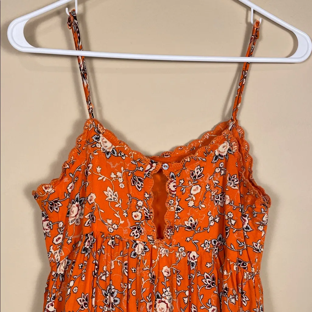 Urban Outfitters Women’s Boho Floral Print Orange Multicolor Tank Mini Dress - Image 6