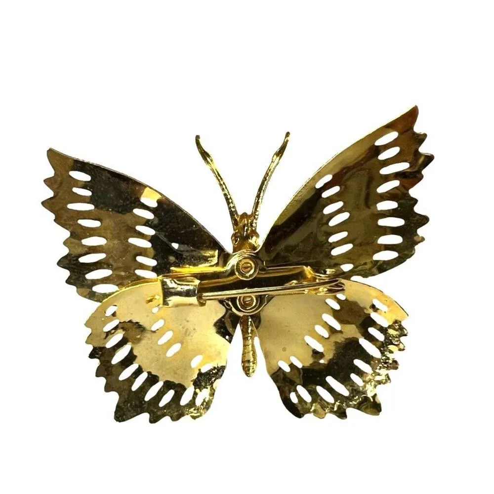 Vintage Butterfly Brooch Pin Delicate Gold Tone - Image 6