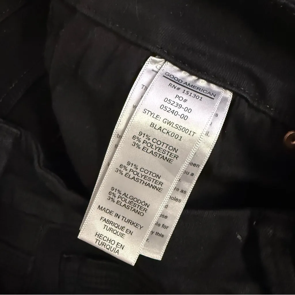 Good American Good Waist Crop Black Jeans Split Hem Rose Gold Size 8/29 - Image 5