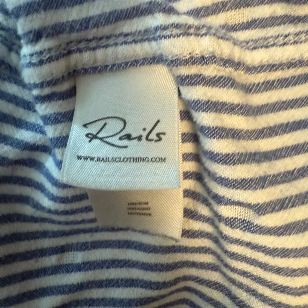 RAILS Rocsi Flocked Star Print Shirt Blue White Grey Medium - Image 9