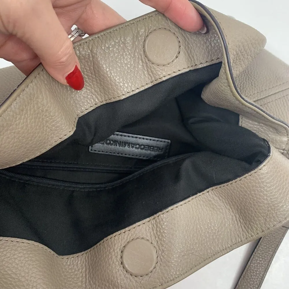 Rebecca Minkoff Crossbody Reagan Leather Hobo Shoulder Bag Smokey Taupe Purse - Image 7